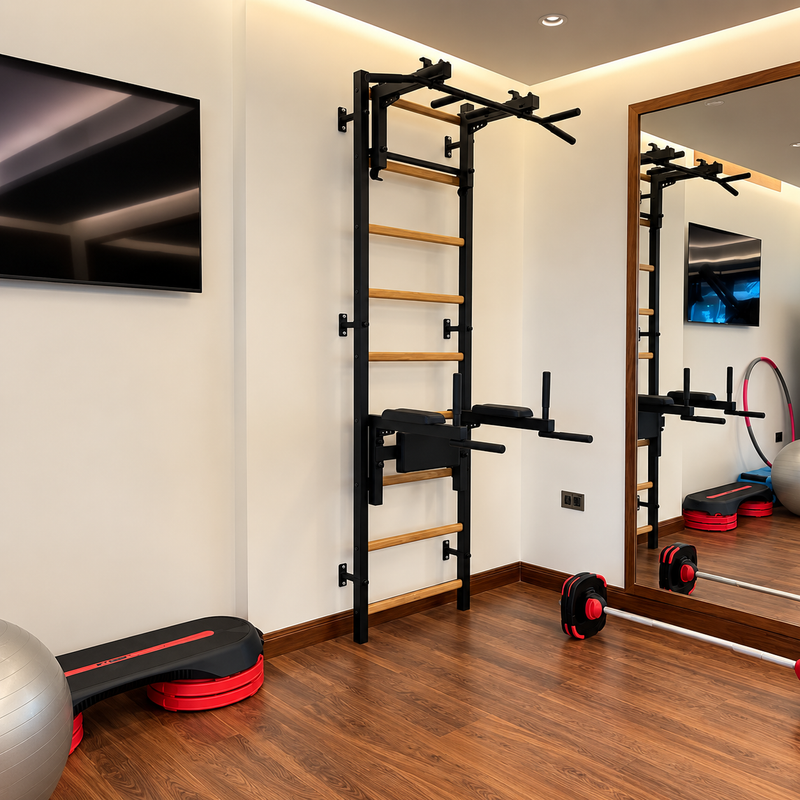 Fitness black stall bar for home, room - BenchK 732B